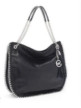 *NWT Michael Kors Whipped Chelsea Black Pebbled Leather Chain Shoulder Bag